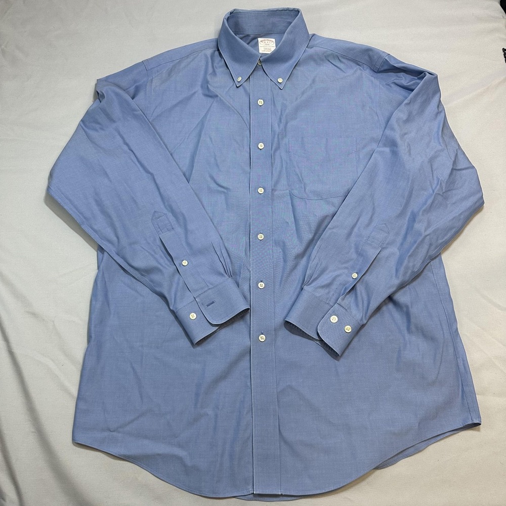 Brooks Brothers Shirt Mens 46 Fits XL/XXL Blue Regular Fit Dress Office Business